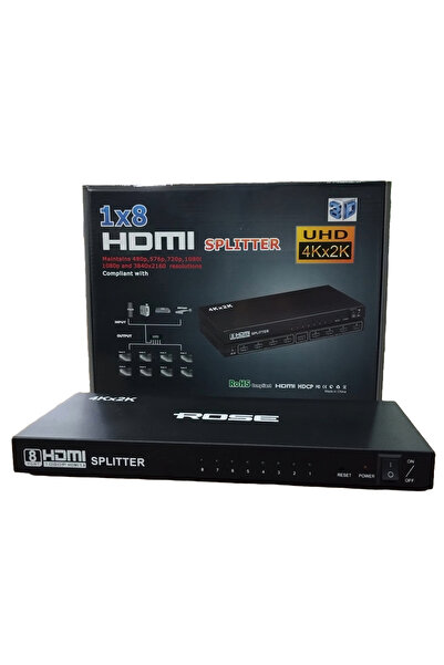 Rose 8 Port Hdmi Çoklayıcı Splitter Switch Çoğaltıcı Çoklu Ekran