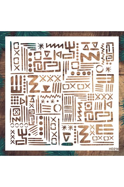 STENCİLTASARIM Stencil Design Hd214 Ethnic Painting Template - Decorative Wall And Item Painting Templates 30x30cm