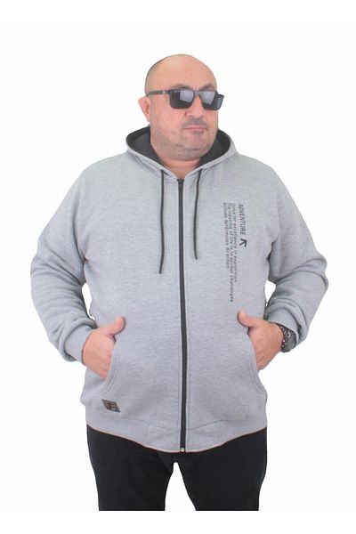 MocGrande Φούτερ με φερμουάρ μεγάλου μεγέθους Adventure 23220 ΓΚΡΙ ΜΕΛΑΝΖ