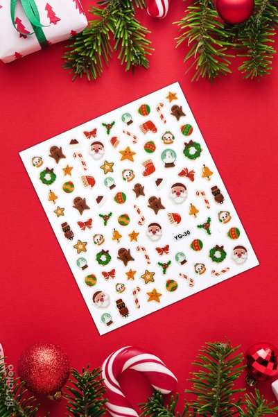BP Tattoo Yılbaşı Noel Christmas Desenler Kadın Tırnak Dövmesi