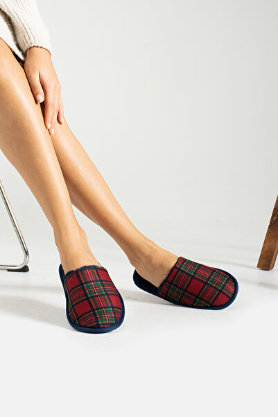 Bermody Red Plaid Winter Warm Non-Slip Sole Comfortable Soft Christmas Women's & Men's Family House Slippers