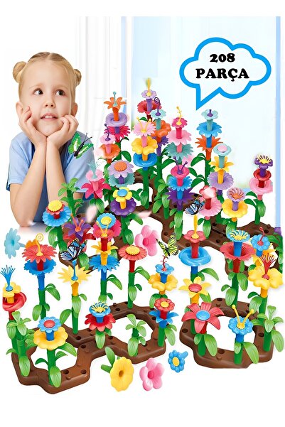 Hyd 208 Parça Bahçe Çiçek Yapım Seti Yapı Blokları Yapboz  Bul Tak Puzzle Eği...