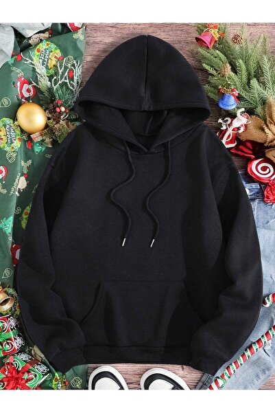 NİCE Πρωτοχρονιάτικη διασκέδαση: Φούτερ Unisex K με κουκούλα με σκελετό που γιορτάζει την Πρωτοχρονιά B με τύπωμα