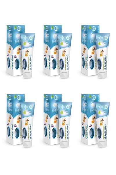 Mecitefendi 6 Pieces of Miswak Extract Natural Toothpaste Fluoride-Free 75 ml