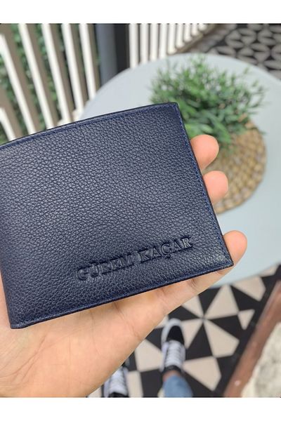 Visso leather Portofel clasic pentru bărbați Visso 262 din piele naturală cu compartiment dublu de identificare Culoare bleumarin