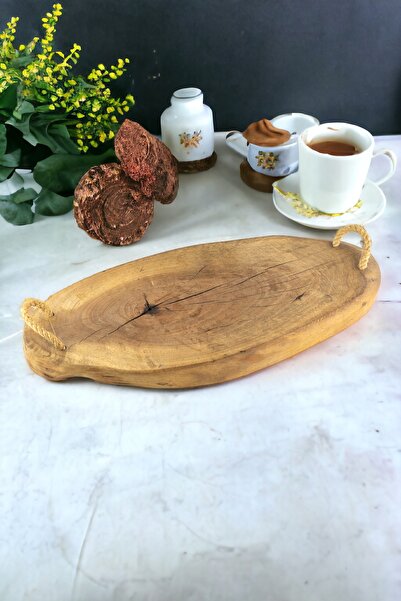 efholde حامل عرض خشبي طبيعي بمقبض من الخوص