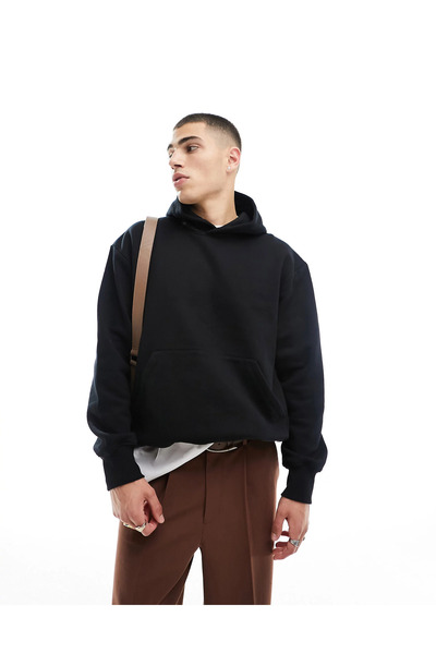 FUWEAR سويت شيرت بقلنسوة من الصوف ذو 3 خيوط مقاس كبير للجنسين