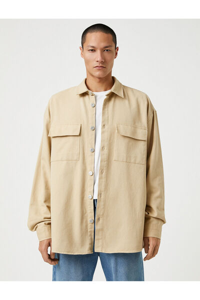 Koton Winterhemd mit Taschendetail und klassischem Kragenknopf