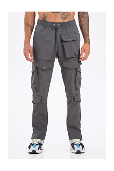 İkao Beli Lastikli Çok Cepli Klasik Kesim Kargo Pantolon