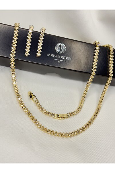 ismim bijuteri Mekik Model Su Yolu Kolye Bileklik Ve Küpe Çelik Set Takım