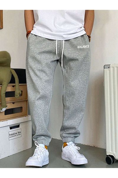 Boi Balance Written Sweatpants Jogger - Γκρι εμπριμέ ψηλόμεσο λαστιχένιο πόδι