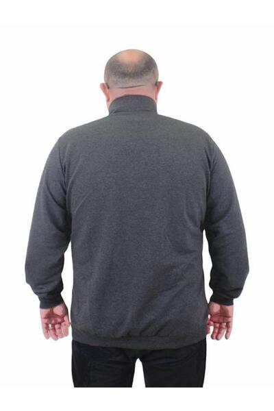 Starbattal Large Size Basic Seasonal Zippered Sweatshirt 22750 ANTHRACITE