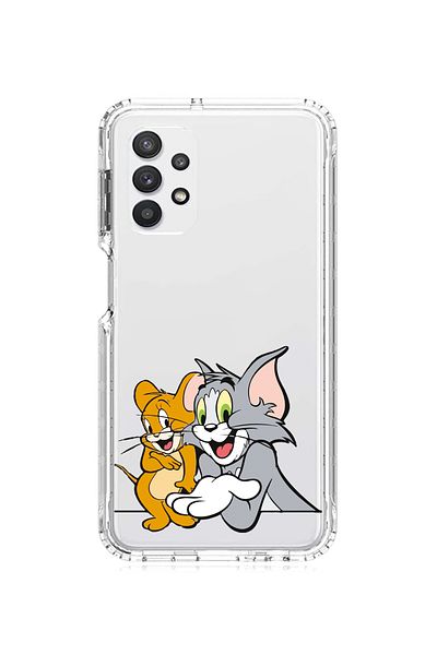 Merwish جراب سيليكون شفاف متوافق مع هاتف Samsung Galaxy A32 بنمط Tom and Jerry 16