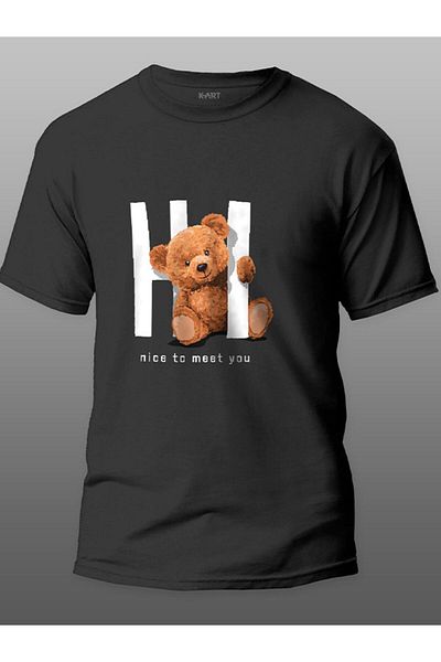 Pisa Art Μαύρο μπλουζάκι Unisex με σχέδιο K-art Cute Bear