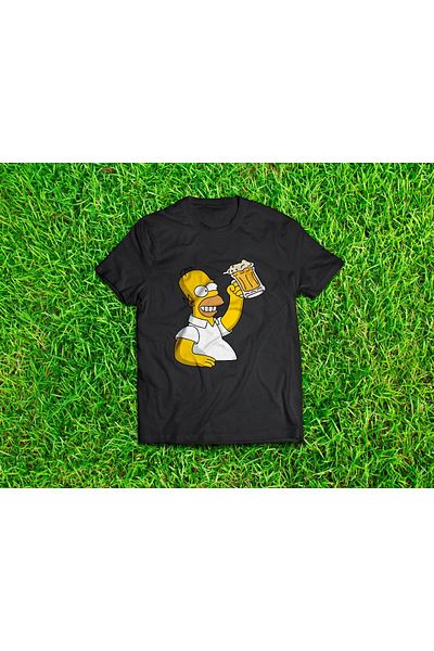 Pisa Art Μαύρο μπλουζάκι με στάμπα Homer Simpson