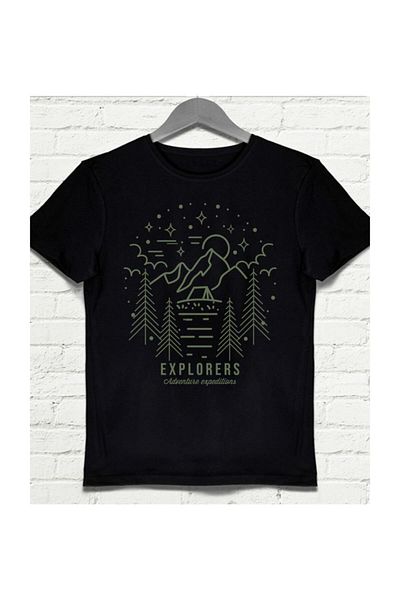 Pisa Art Ανδρικό μπλουζάκι Camping And Nature Explorers μαύρο
