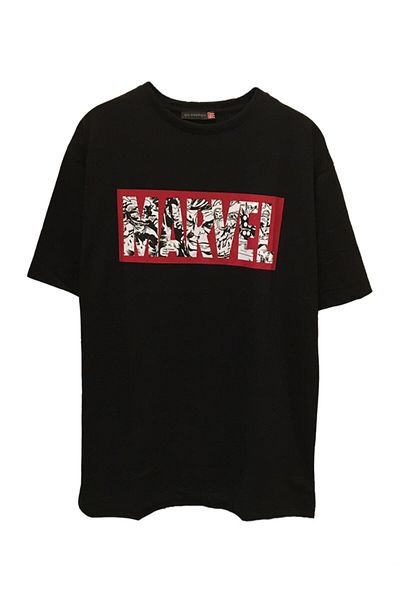 Pisa Art Μαύρο μπλουζάκι Unisex Oversize Marvel Mix Back