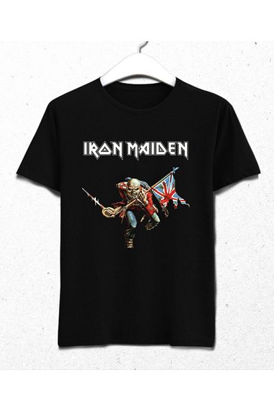 Pisa Art Ανδρικό μαύρο μπλουζάκι Iron Maiden Flag