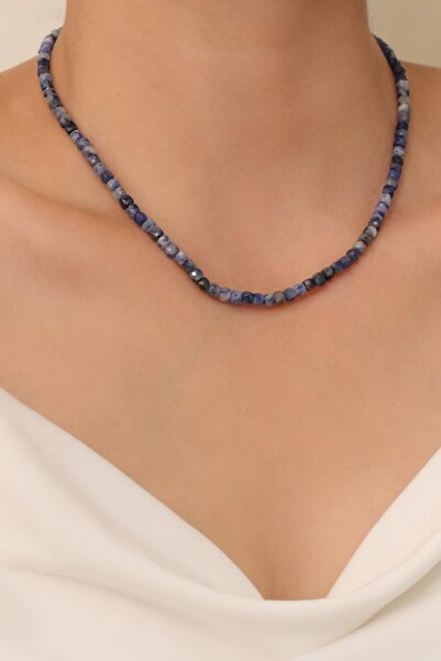 Dünya Doğal Taş Sodalit Taşı Kolye