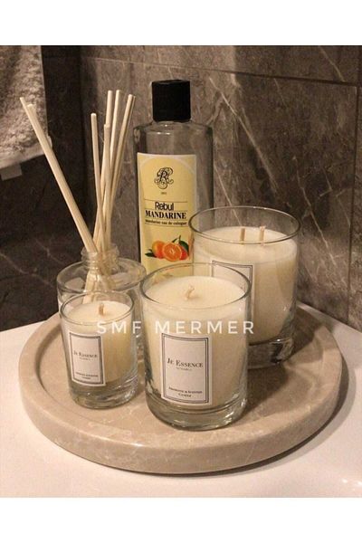 Sümeyra Marble Art Ecru - Marble Presentation Tray "28cm"