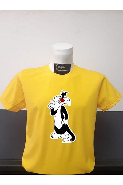 Pisa Art Unisex Sylvester εμπριμέ κίτρινο μπλουζάκι