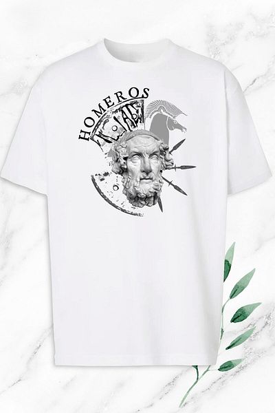 Pisa Art Oversize Mythology Ιωνικός Οζάν Οιμορές Τυπωμένο λευκό μπλουζάκι