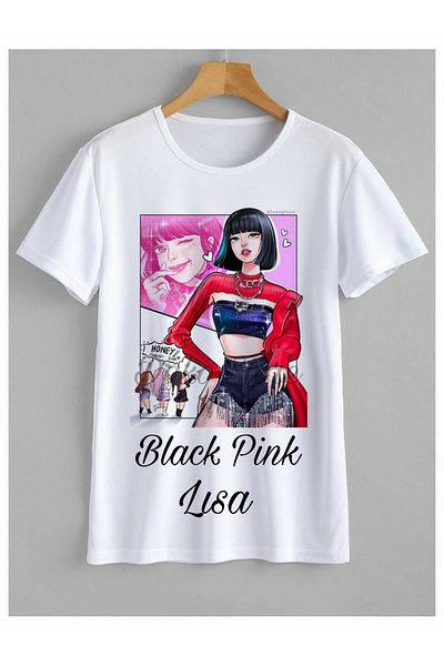 Pisa Art Μπλουζάκι με προσαρμοσμένη εκτύπωση Black Pink Lisa