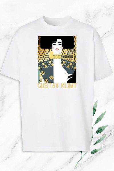 Pisa Art Unisex Oversize Art Gustav Klimt Τυπωμένο λευκό μπλουζάκι