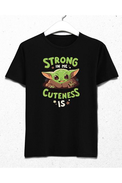 Pisa Art Ανδρικό μαύρο μπλουζάκι Yoda Strong