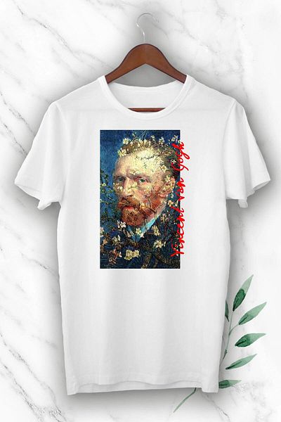 Pisa Art Unisex Λευκό Art Van Gogh Πορτρέτο μπλουζάκι