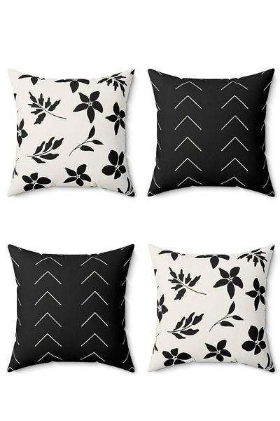 FUS BLUE Modern Design 4-Piece Cushion Cover Set