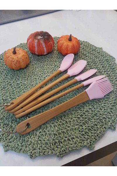 Kitchen Crazy Arow 5 Piece Mini Bamboo Spatula Set Pink