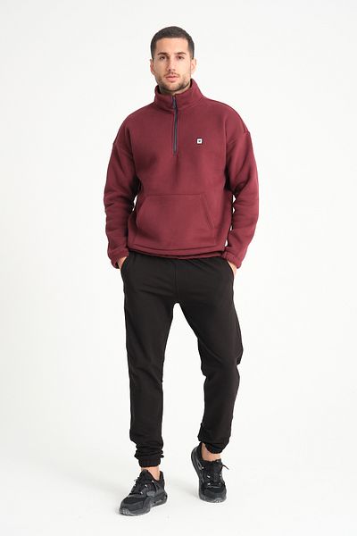 Whitefin COMFY FIT ZIPPERED SWEATSHIRT Claret Red