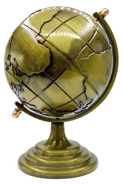 Dünyadan Hediyeler Vintage Metal Dünya Küre Biblo Antik Bronz 12 cm