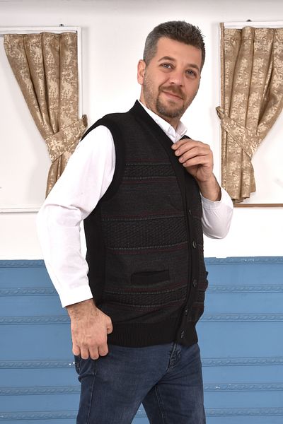 HEDEFNUR TEKSTİL BUTTONED FATHER VEST DOUBLE POCKET