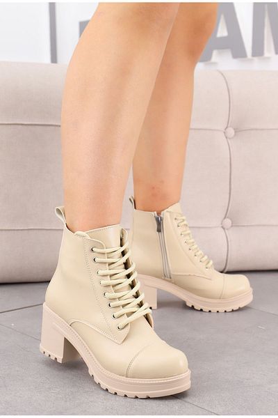 LEYDİ SHOES Linda-101 Γυμνές γυναικείες μπότες με φερμουάρ στο πλάι