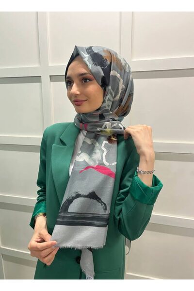 Aker Ipek Koton (PAMUKLU) Yaz Serinliği Şal Etol 8495777 Gri