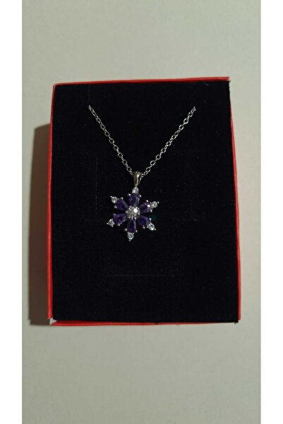 Vipfoni Zirkon Taşlı Lotus Kamelya Çiçeği Kolyesi