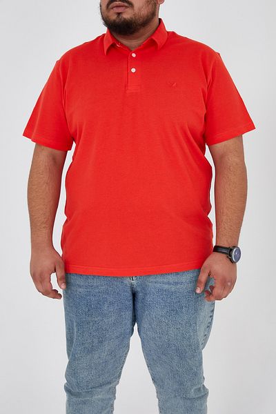 Sporting Men's Red Pique T-shirt - Super Oversize Embroidered, Shirt Collar