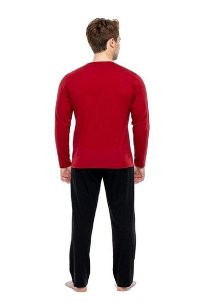 Mod Collection 100% Cotton Long Sleeve V-Neck Men's Pajamas Set