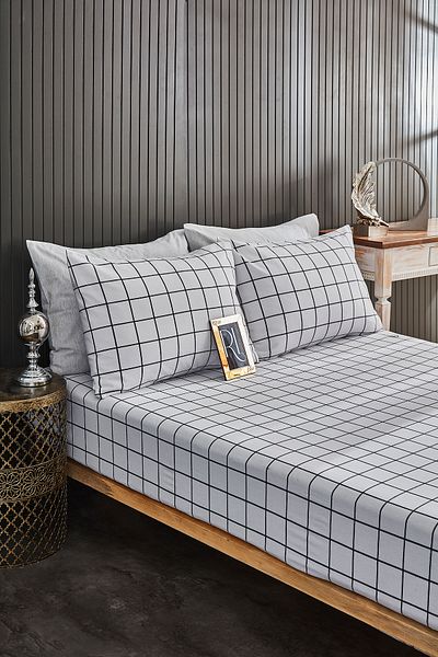 Ricco Lifes Plaid Single Fitted Sheet Set 100x200
