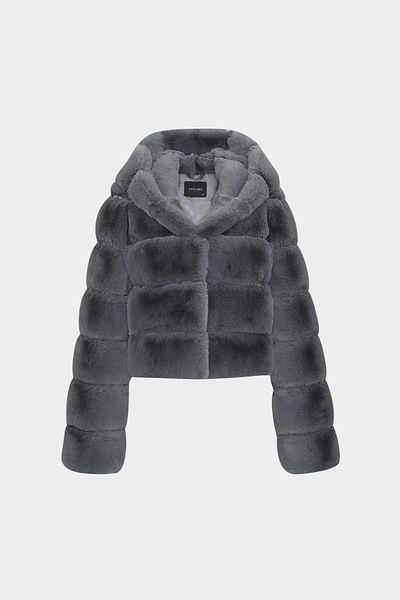 Açelya Okcu Premium Hooded Women's Rex Faux Fur Jacket