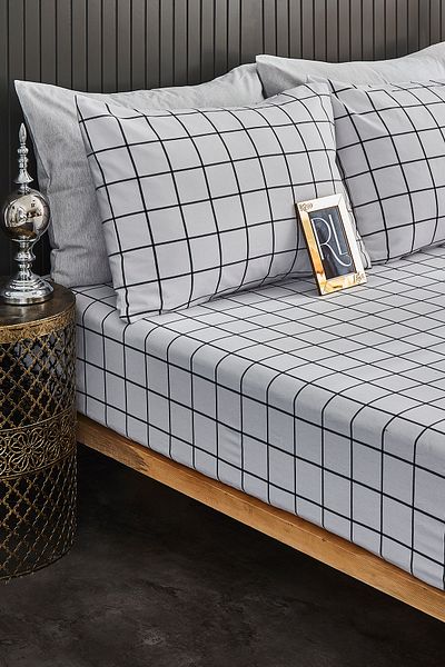 Ricco Lifes Plaid Single Fitted Sheet Set 100x200