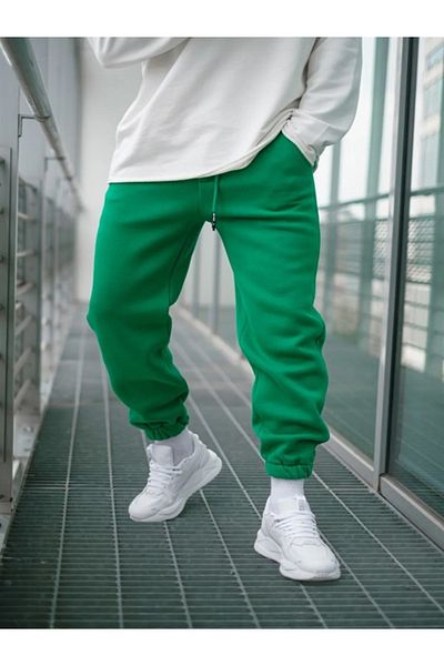 EXPECTED Πράσινο Basic Jogger Πλεκτό Φούτερ με Χοντρό Fleece Εσωτερικό