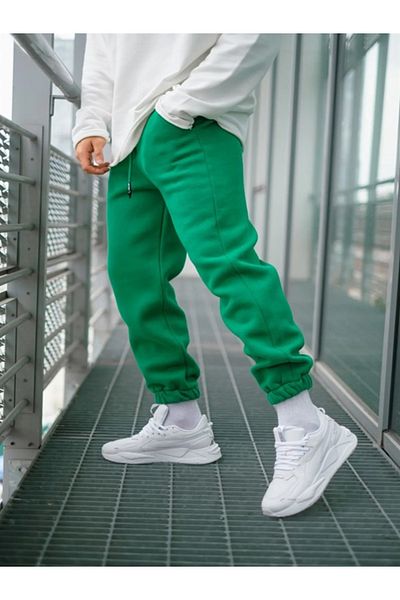 EXPECTED Πράσινο Basic Jogger Πλεκτό Φούτερ με Χοντρό Fleece Εσωτερικό
