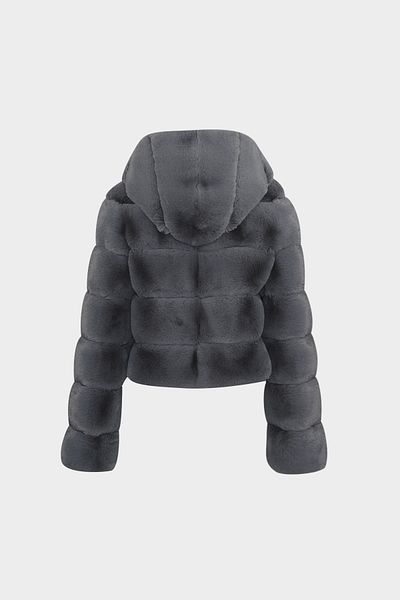 Açelya Okcu Premium Hooded Women's Rex Faux Fur Jacket