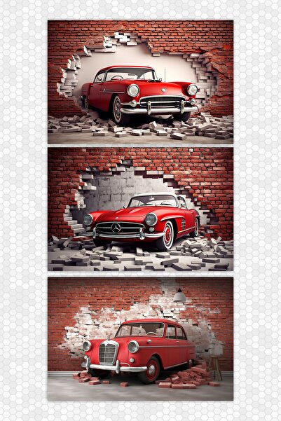 UNT Set de pictură colorat din 3 piese pentru mașini clasice