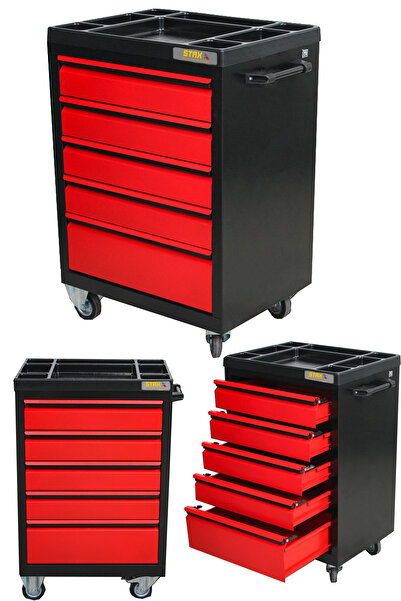 STAXX POWER PROFESYONEL XL SERİ 5 Çekmeceli Alet Dolabı İçi Boş Atölye Usta Set Takım Arabası