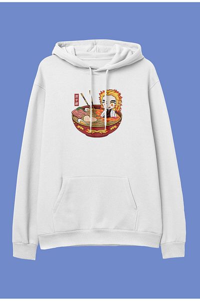 FULL TOLERANCE Oversize Demon Slayer Rengoku (ramen) Μινιμαλιστικό Προσαρμοσμένο Σχέδιο Anime Φούτερ με κουκούλα