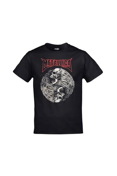 FULL TOLERANCE Unisex Black Metallica - Μπλουζάκι με στάμπα κρανίου με ακουστικά